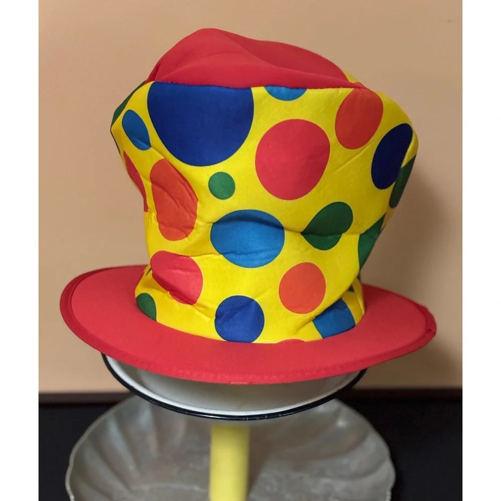 Clown Costume Accessory Set Polka Dot Top Hat Necktie Bow Tie Red Nose Halloween